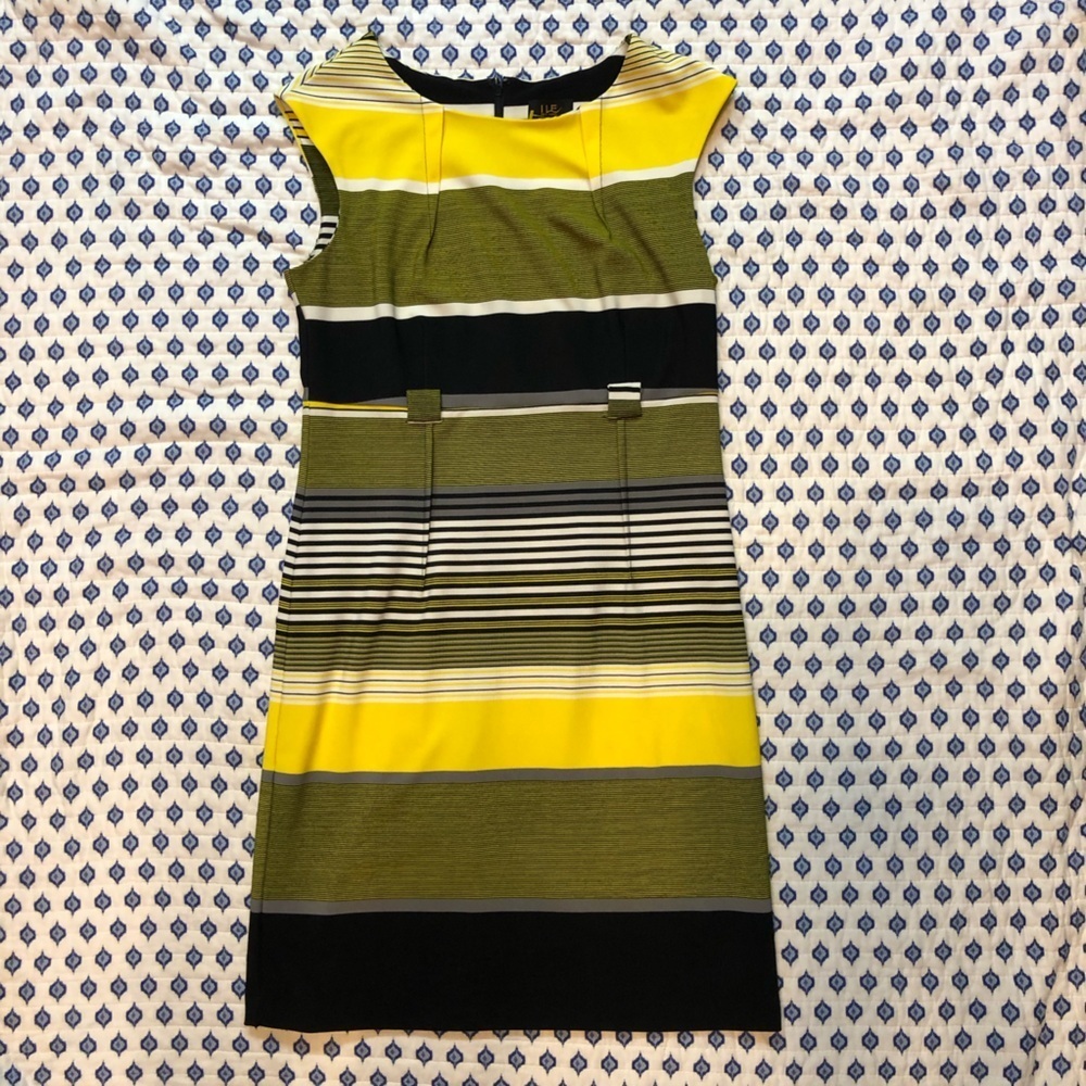 Yellow and Green Sheath Dress with Bateau Neckline 10